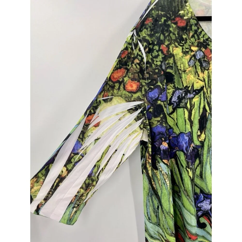 SOLE DIONE STUDIO Women's Bright Floral Print Round Neck 3/4 Sleeve Tunic NWT 3X - Picture 2 of 6